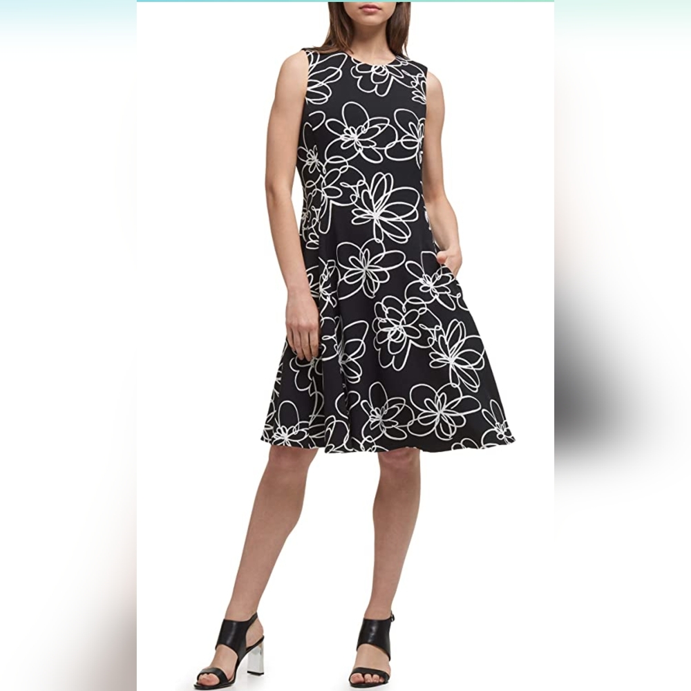 DKNY Sleeveless Fit and Flare Dress